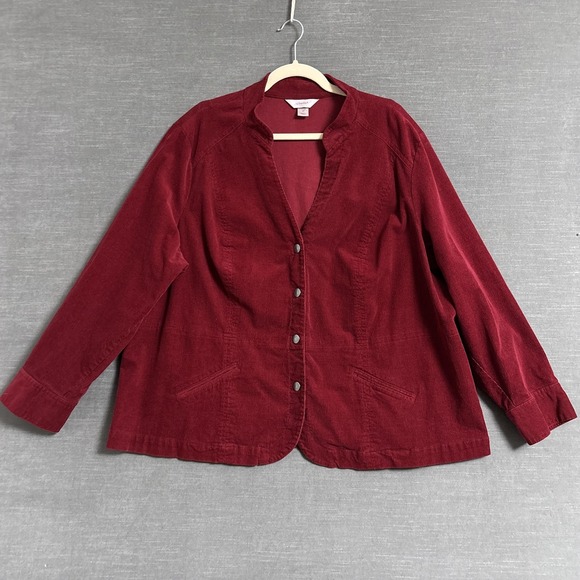 Christopher Banks Jacket 3X Red Corduroy Fall Holiday Christmas Blazer Top - Picture 1 of 9